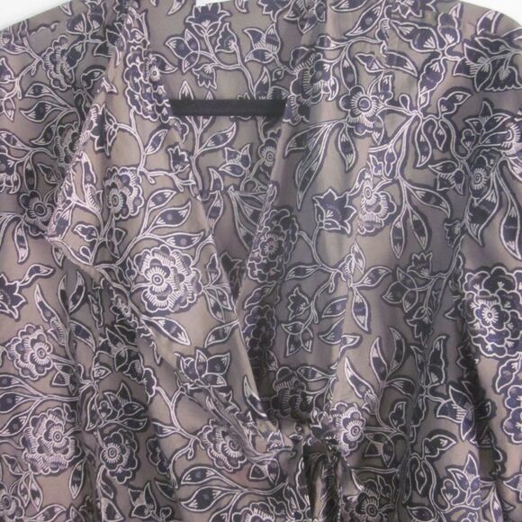 ALC Womens Size M Tie Front Wrap Blouse Olive Green Floral Lightweight Cotton - Picture 5 of 9